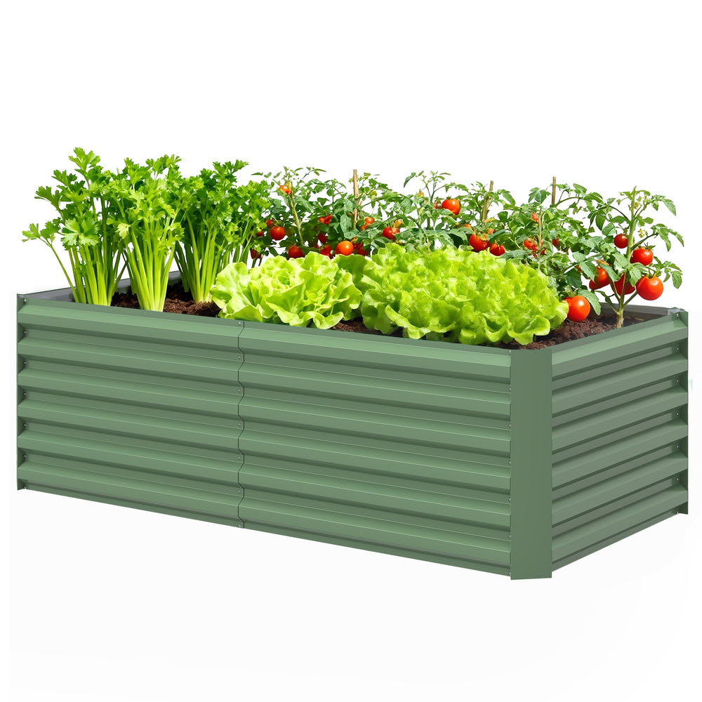 Jardinière surélevée en acier galvanisé, lit de jardin avec fond ouvert, carré potager de jardin pour légumes, fruits, fleurs, 180 x 90 x 57,5 cm, vert clair