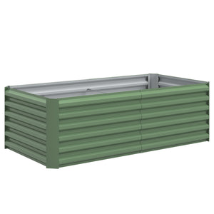 Jardinière surélevée en acier galvanisé, lit de jardin avec fond ouvert, carré potager de jardin pour légumes, fruits, fleurs, 180 x 90 x 57,5 cm, vert clair
