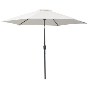 Parasol droit parasol inclinable de jardin balcon terrasse manivelle toile polyester imperméabilisée haute densité 180 g/m² Ø2,6 x 2,35H m aluminium crème
