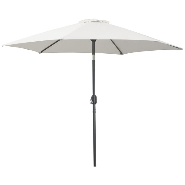 Parasol droit parasol inclinable de jardin balcon terrasse manivelle toile polyester imperméabilisée haute densité 180 g/m² Ø2,6 x 2,35H m aluminium crème