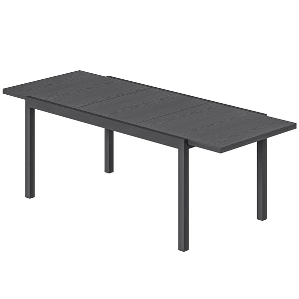 Table de Jardin Extensible 154-214 cm Plateau Aluminium Effet Bois - Table à Manger Extérieur Robuste avec Pieds Réglables - Mobilier de Terrasse 8-10 Personnes, Gris Anthracite