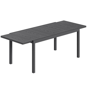 Table de Jardin Extensible 154-214 cm Plateau Aluminium Effet Bois - Table à Manger Extérieur Robuste avec Pieds Réglables - Mobilier de Terrasse 8-10 Personnes, Gris Anthracite