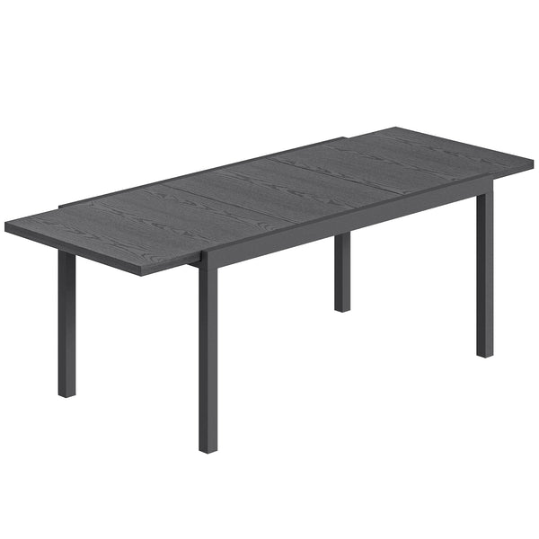 Table de Jardin Extensible 154-214 cm Plateau Aluminium Effet Bois - Table à Manger Extérieur Robuste avec Pieds Réglables - Mobilier de Terrasse 8-10 Personnes, Gris Anthracite