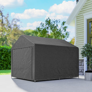 Abri de jardin tente de stockage imperméable abri moto porte enroulable fermeture éclair, garage pour vélo et outils rangement et stockage pour vélo moto bois outils, 200x238x183cm gris foncé