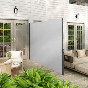 Store latéral Brise-Vue paravent rétractable de jardin dim. 3L x 2H m alu. Polyester Anti-UV Haute densité 180 g/m² Gris clair