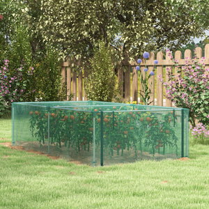Serre de jardin serre à tomates filet protection porte zippée enroulable HDPE, dim. 125L x 248l x 62,5H cm