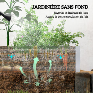 Carré Potager en Métal Modulable - Potager Surélevé 241x90,5x30cm en Acier Galvanisé - Jardinière Extérieur Anti-Rouille pour Légumes et Fleurs, Argent
