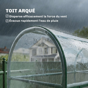 Serre de Jardin avec Étagères 3 Niveaux à Toit Arrondi, Petite Serre de Balcon en Bâche PVC et Châssis Acier, 2 Portes Roulantes, pour Légumes Plantes Fleurs, 143 x 46 x 165 cm, Transparent