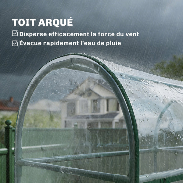 Serre de Jardin avec Étagères 3 Niveaux à Toit Arrondi, Petite Serre de Balcon en Bâche PVC et Châssis Acier, 2 Portes Roulantes, pour Légumes Plantes Fleurs, 143 x 46 x 165 cm, Transparent