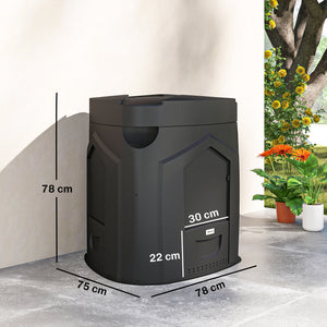 Composteur de jardin, 240L, bac à compost extérieur, triangulaire, 78 x 75 x 78 cm, en polypropylène, avec 3 Portes, 66 Aérations et Fond Ouvert, Inclus Gants et Tournevis, Noir