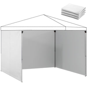 Lot de 3 parois latérales pour tonnelle de 3 x 3 m, Panneaux Latéraux pour pavillon, fermeture éclair, en tissu Oxford, blanc