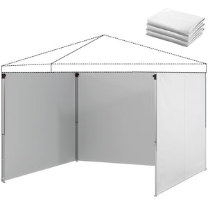 Lot de 3 parois latérales pour tonnelle de 3 x 3 m, Panneaux Latéraux pour pavillon, fermeture éclair, en tissu Oxford, blanc