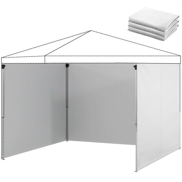 Lot de 3 parois latérales pour tonnelle de 3 x 3 m, Panneaux Latéraux pour pavillon, fermeture éclair, en tissu Oxford, blanc