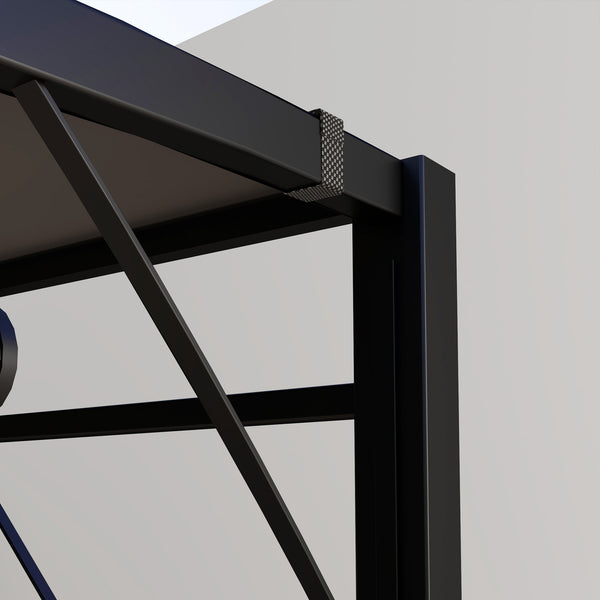 Pergola tonnelle de jardin avec auvent réglable acier polyester haute densité gris foncé