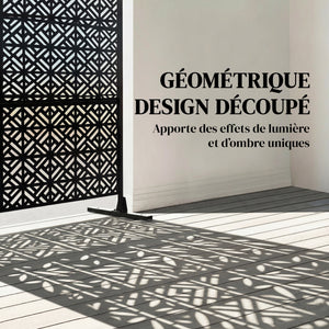 Panneau Brise Vue décoratif Extérieur Claustra Décoratif Jardin 3 Panneaux à motif géométrique paravent extérieur avec support en métal 92 x 40 x 192 cm, Noir
