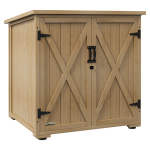 Armoire de rangement pour le jardin en bois sapin, Double Porte étagère réglable et Toit bitumé étanche - dim. 77,5L x 88l x 83/90H cm