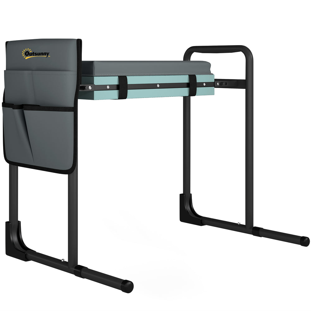 Tabouret de Jardin Pliable Agenouilloir de Jardin Repose-Genoux Siège Jardinage avec Coussin Rembourré Épais en Mousse EVA, Poches à Outils, Gris Foncé