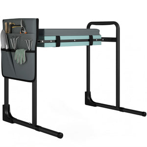 Tabouret de Jardin Pliable Agenouilloir de Jardin Repose-Genoux Siège Jardinage avec Coussin Rembourré Épais en Mousse EVA, Poches à Outils, Gris Foncé