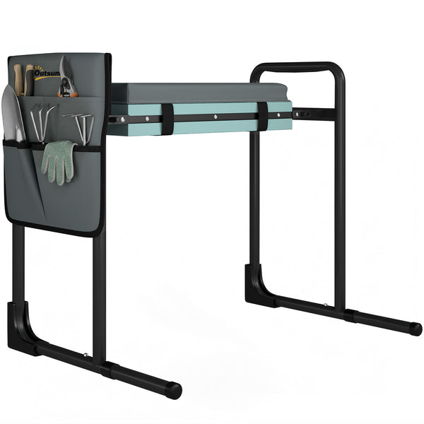 Tabouret de Jardin Pliable Agenouilloir de Jardin Repose-Genoux Siège Jardinage avec Coussin Rembourré Épais en Mousse EVA, Poches à Outils, Gris Foncé