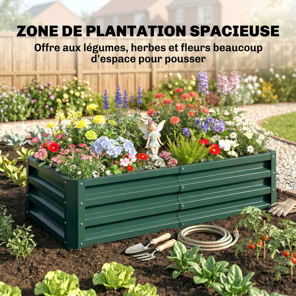 Carré potager de jardin 120 x 60 x 30,5 cm acier galvanisée vert foncé