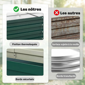 Carré potager de jardin 120 x 60 x 30,5 cm acier galvanisée vert foncé