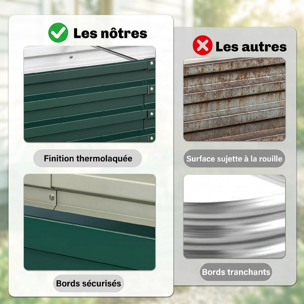 Carré potager de jardin 120 x 60 x 30,5 cm acier galvanisée vert foncé