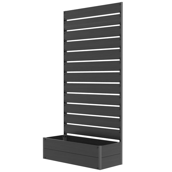 Jardinière avec treillis, lit surélevé de jardin, jardinière extérieure pour plantes grimpantes, bac à fleurs rectangulaire pot de plantes pour balcon terrasse patio, 90,5x38x180 cm, noir