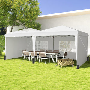 Tente de réception Tonnelle barnum pliable 6x3m avec parois latérales Hauteur réglable avec sac de transport Roues, extérieur, jardin, fêtes
