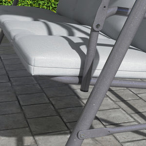 Balancelle de Jardin 3 Places Grand Confort Toit Inclinaison réglable épais Coussins Amovibles Polyester Acier époxy gris clair