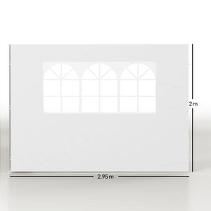 Parois latérales de Rechange Barnum tonnelle 3 x 3 ou 3 x 6 m 2 pièces 2 Grandes fenêtres Blanc