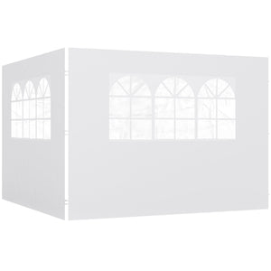 Parois latérales de Rechange Barnum tonnelle 3 x 3 ou 3 x 6 m 2 pièces 2 Grandes fenêtres Blanc