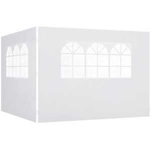Parois latérales de Rechange Barnum tonnelle 3 x 3 ou 3 x 6 m 2 pièces 2 Grandes fenêtres Blanc