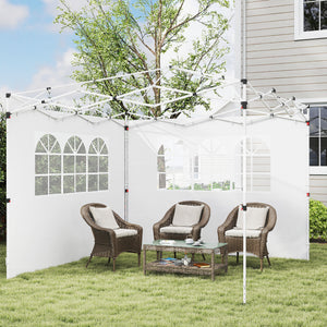 Parois latérales de Rechange Barnum tonnelle 3 x 3 ou 3 x 6 m 2 pièces 2 Grandes fenêtres Blanc