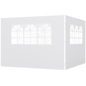 Parois latérales de Rechange Barnum tonnelle 3 x 3 ou 3 x 6 m 2 pièces 2 Grandes fenêtres Blanc