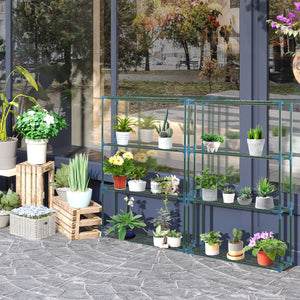 Lot de 2 Étagères à Fleurs en acier 4 Niveaux Intérieur et Extérieur, support de plantes étagère à plantes pour Jardin, Balcon, Salon, 70 x 27 x 110 cm, vert