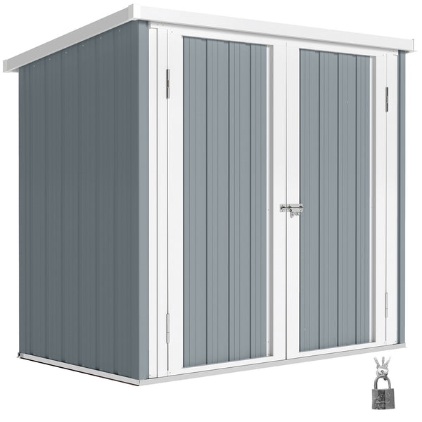 Abri de Jardin - cabane de jardin 1,09 m² - cabanon rangement outils 2 Portes verrouillables - dim. 147L x 86l x 134H cm - tôle d'acier Gris clair Blanc