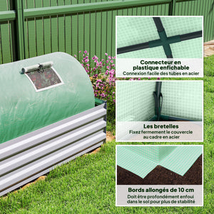 Mini Serre de Jardin mini serre tunnel à tomates 300 x 80 x 45 cm Acier PE Haute densité 140 g/m² Anti-UV 5 portes en filet enroulables vert