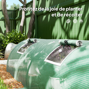 Mini Serre de Jardin mini serre tunnel à tomates 300 x 80 x 45 cm Acier PE Haute densité 140 g/m² Anti-UV 5 portes en filet enroulables vert