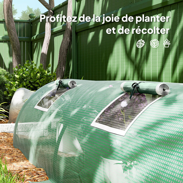 Mini Serre de Jardin mini serre tunnel à tomates 300 x 80 x 45 cm Acier PE Haute densité 140 g/m² Anti-UV 5 portes en filet enroulables vert