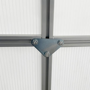 Serre de Jardin en Polycarbonate 7,1 m² dim. 1,9L x 3,75l x 1,99 m avec Fondation, Lucarne réglable, Porte coulissante - Argent et Transparent