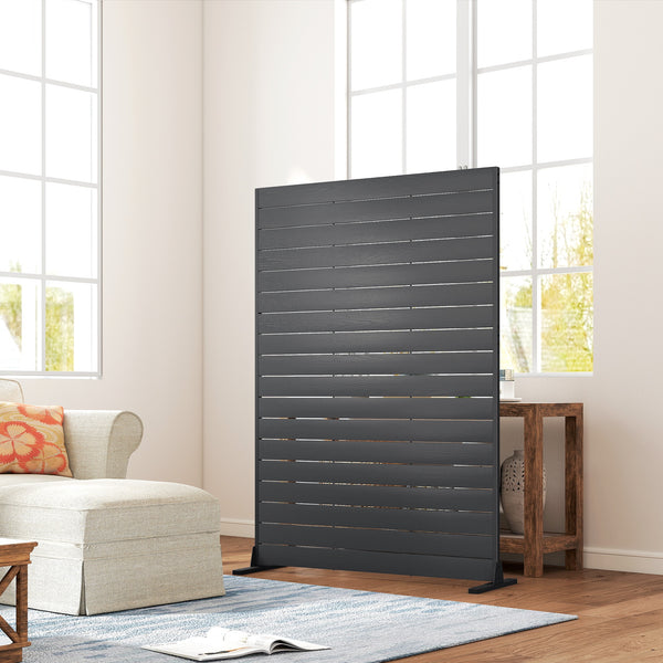Écran de Confidentialité Extérieur, Panneau Décoratif HDPE avec Support et 6 Panneaux, 120 x 174 cm, Autoportant pour Extérieur, Balcon, Bureau, Noir