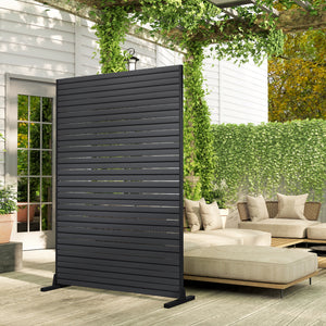 Écran de Confidentialité Extérieur, Panneau Décoratif HDPE avec Support et 6 Panneaux, 120 x 174 cm, Autoportant pour Extérieur, Balcon, Bureau, Noir