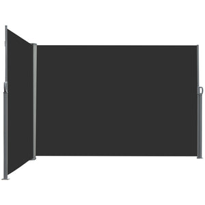 Double Store latéral Brise-Vue paravent rétractable dim. 6L x 1,80H m Polyester Anti-UV Haute densité 180 g/m² Gris et noir
