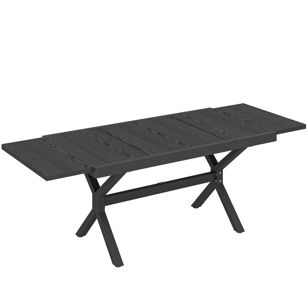Table de Jardin Extensible Aluminium Effet Bois - 154-214 cm Table de Repas Extérieure pour 8-10 Personnes - Structure X Robuste et Pieds Réglables pour Terrasse et Jardin, Gris Anthracite