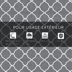 Tapis d'extérieur tapis réversible dim. 2,74L x 1,82l m - PP haute densité 310 g/m² gris et blanc