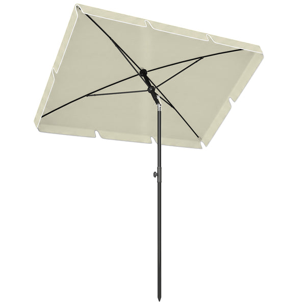 Parasol de jardin Parasol droit rectangulaire inclinable alu métal polyester haute densité 2 x 1,3 m beige clair