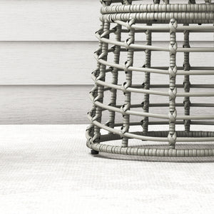 Table basse de jardin, table d'appoint extérieur ronde en résine aspect rotin métal et plateau composite, Ø 45 x 50 cm gris