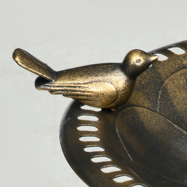 Bain d'oiseaux Abreuvoir, mangeoire pour Oiseaux jardinière 2 en 1 dim. Ø 50 x 72H cm polypropylène Bronze Antique