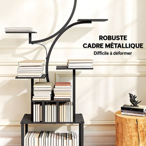 Étagère à fleurs en métal à 8 niveaux, étagère à plantes en forme de S 158,5 cm, support de plantes, intérieur et extérieur, pour jardin, balcon, terrasse ou coin du salon, noir