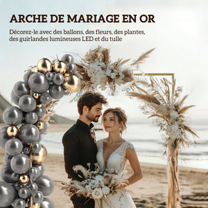 Support d'arche de fond en métal doré pour mariage, 2 m, arche de jardin, mariage, fête d'anniversaire, fête prénatale, arche de ballons floraux